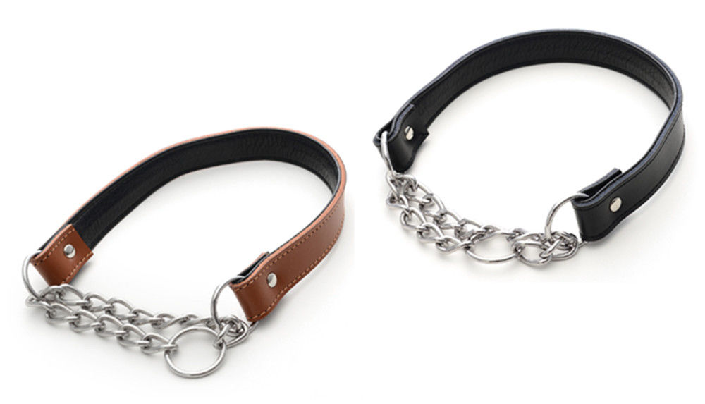 Los pequeños perros grandes populares personalizados cubren el cuello de perro con cuero del collar de la cadena del cuello