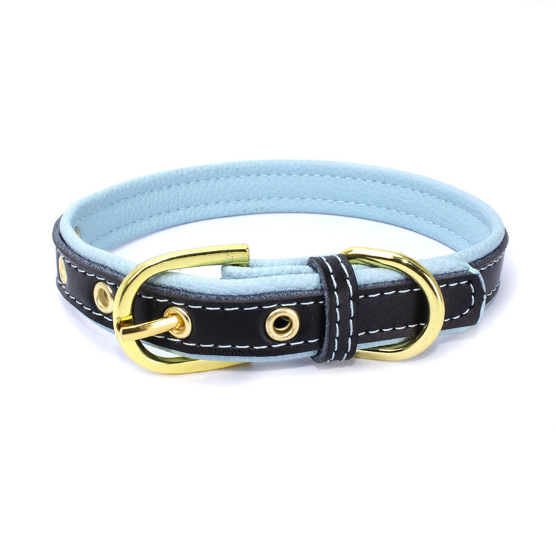 Cuello de perro casero colorido suave sólido de cuero de la PU para el cuello seguro ajustable de la pequeña correa para el cuello medianamente grande de los perros