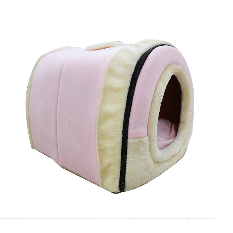 Crystal Velvet 2 en 1 cama de la comodidad del gato de la forma de la casa de la cueva que se calienta del animal doméstico el dormir del uno mismo plegable de la cama