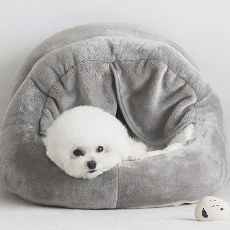 El animal doméstico sentido de la cama del perro acuesta la perrera semicerrada cómoda del animal doméstico de la cortina de lujo de Cat Cave Plush Yurt Door