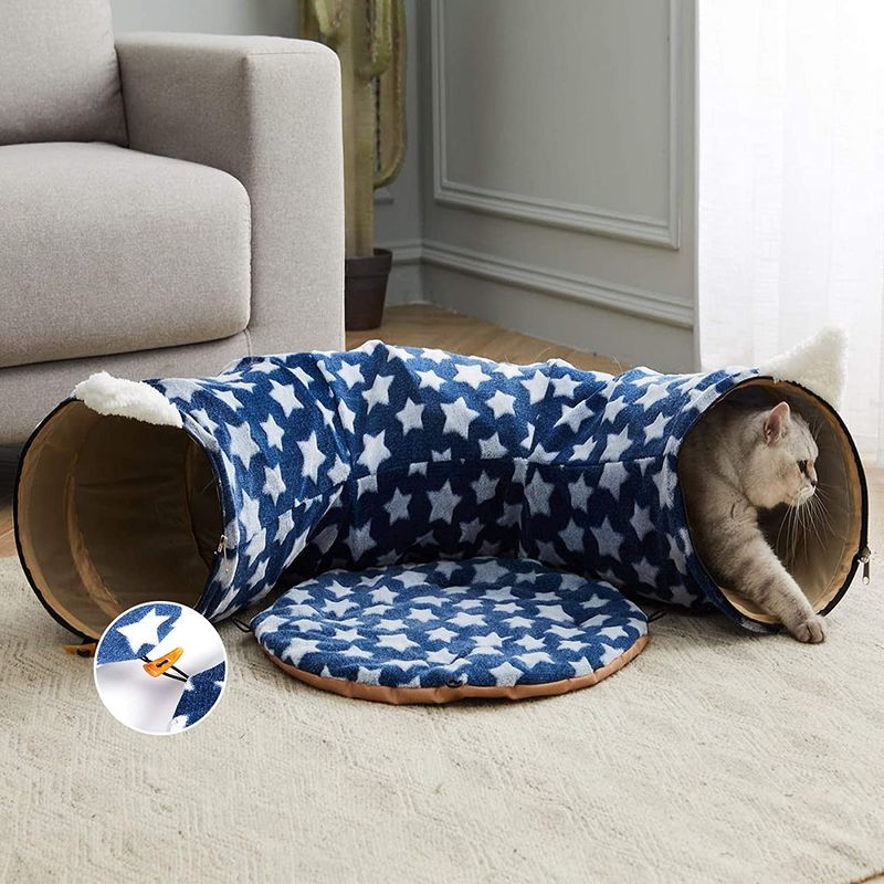 Bola central de Cat Tunnel With Bed With Mat Dog Collapsible With Fun de la diversión para el perrito de los gatitos del animal doméstico