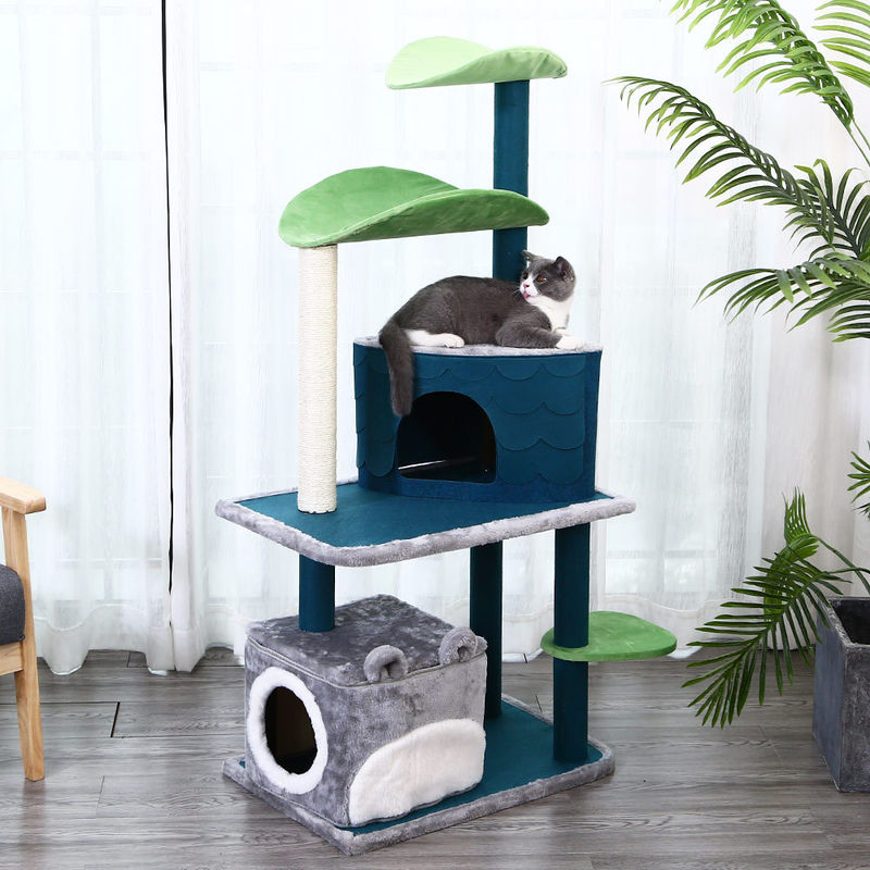 Nivel de lujo de Cat Climbing Frame Tree Multi de la seguridad con la cueva que rasguña el tamaño los 61*41*132cm de los postes M