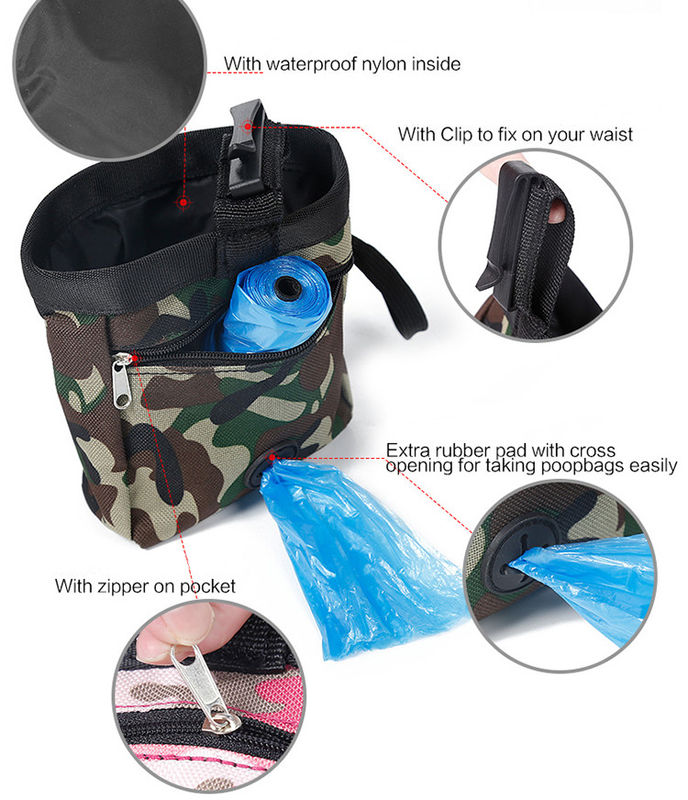 Los bocados al aire libre del perro del entrenamiento de los accesorios de la cintura del bolso del animal doméstico impermeable del camuflaje empaquetan