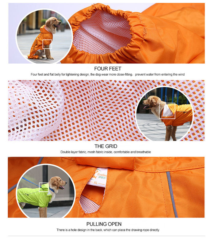 Traje reflexivo respirable caliente de la lluvia del perro del impermeable S-XXL del perro amarillo del invierno