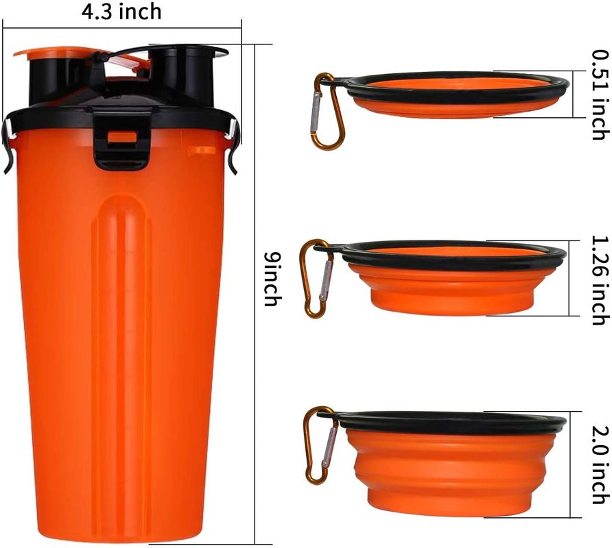 Botella plegable del cuenco del agua del viaje del perro 2 para la botella de agua portátil al aire libre 12oz del animal doméstico