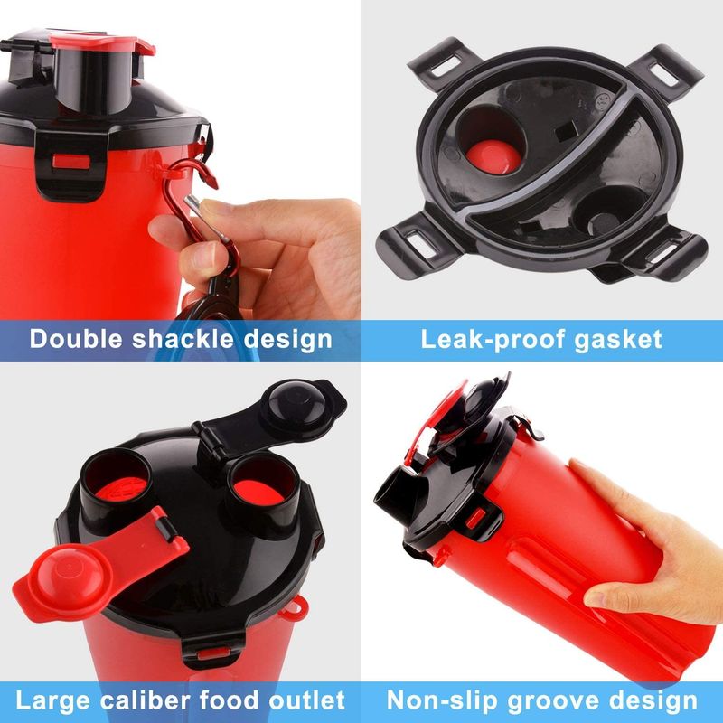 2 en cuencos plegables de 1 del perro casero 350ml del agua botella de la comida con mosquetón
