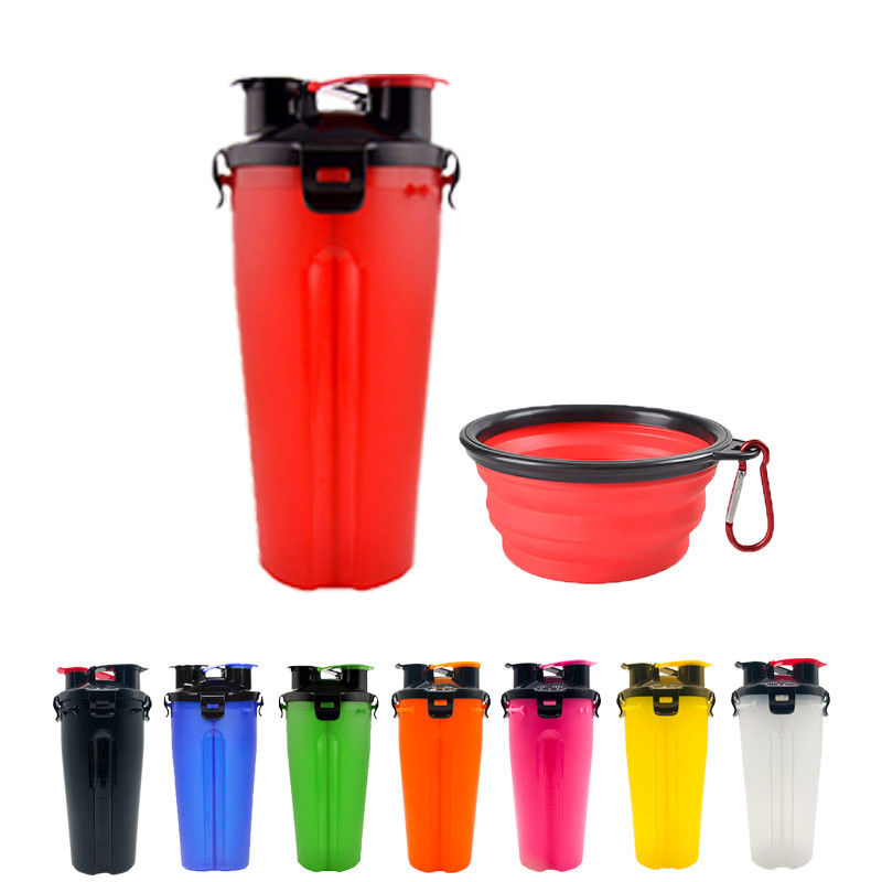 Mosquetones plegables de los cuencos del perro casero 350ml del agua de la botella portátil de la comida