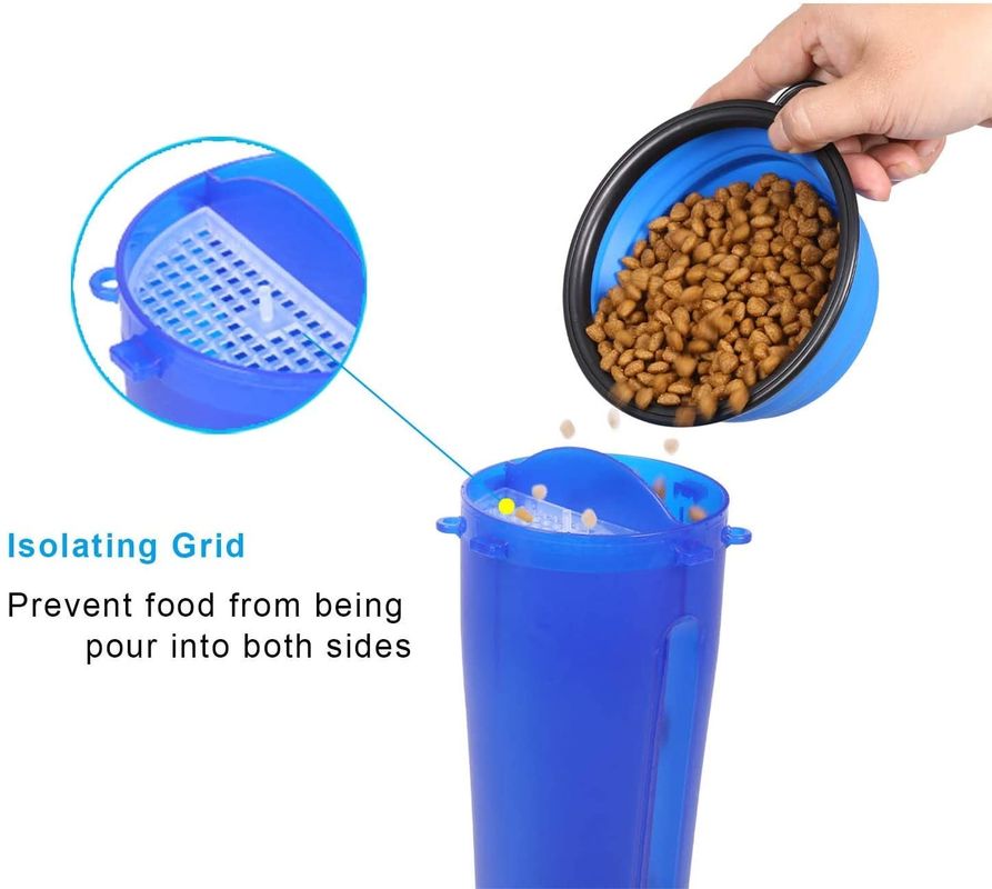 Comida portátil 2 del ODM del OEM en 1 botella de agua del perro con los cuencos plegables del perro