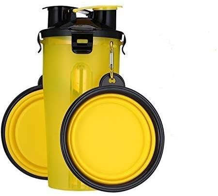 2 en 1 botella de agua portátil al aire libre del perro con los cuencos plegables para caminar