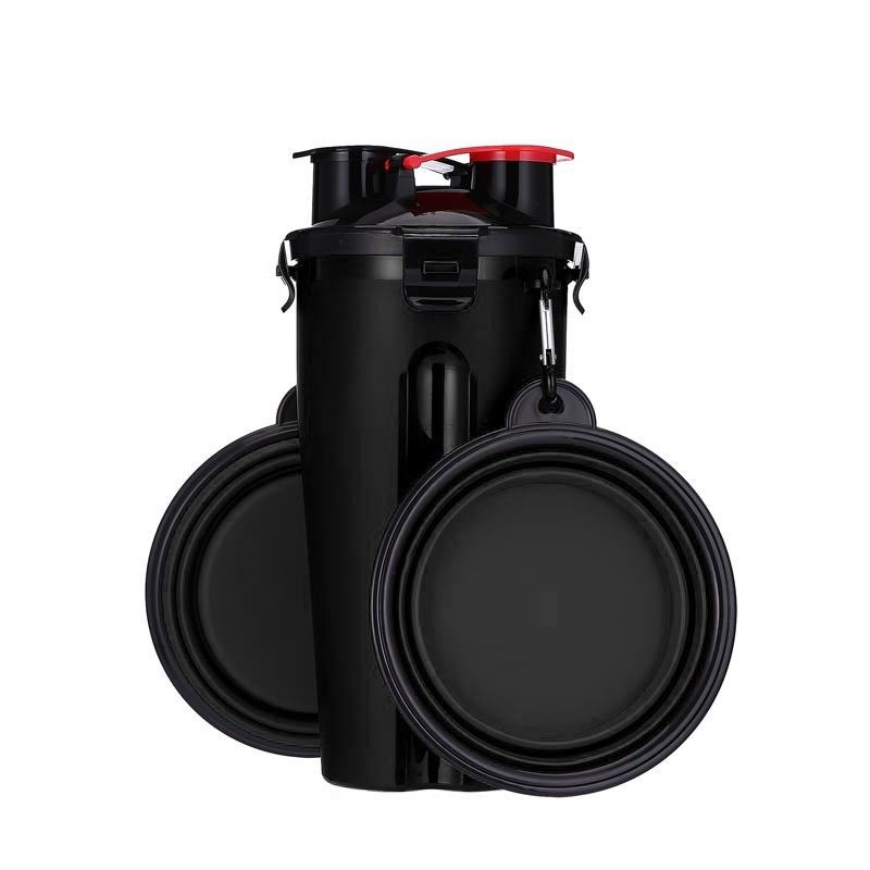 Envase de alimento para animales de la botella de agua del perro 2 in-1 con los cuencos plegables del perro