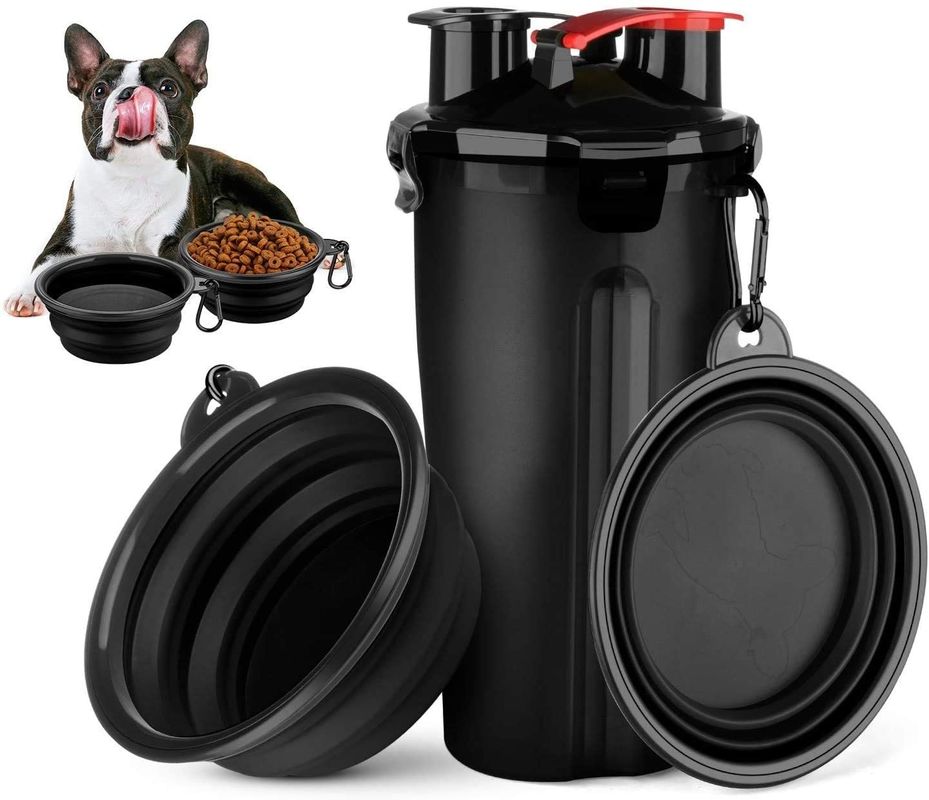Botella de agua portátil 2 en 1 para caminar al aire libre de los perros con el cuenco plegable