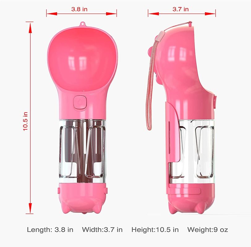 300ML viaje 2 en 1 cuenco de consumición de la botella de agua del perro portátil con el botón de cerradura