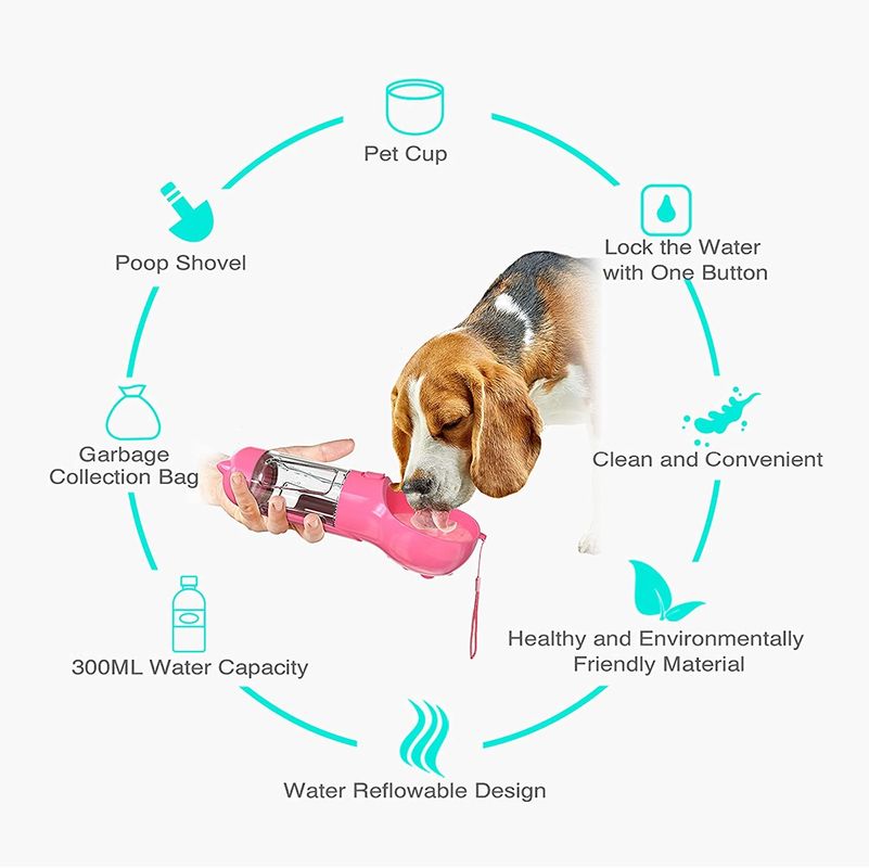 Los perros al aire libre plásticos viajan la botella de agua 300ML