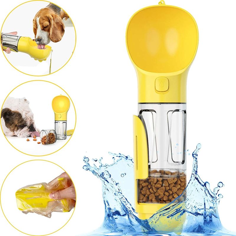 2 multifuncionales en 1 botella de agua portátil del perrito del perro con los bolsos de basura de la pala de la caja de la comida
