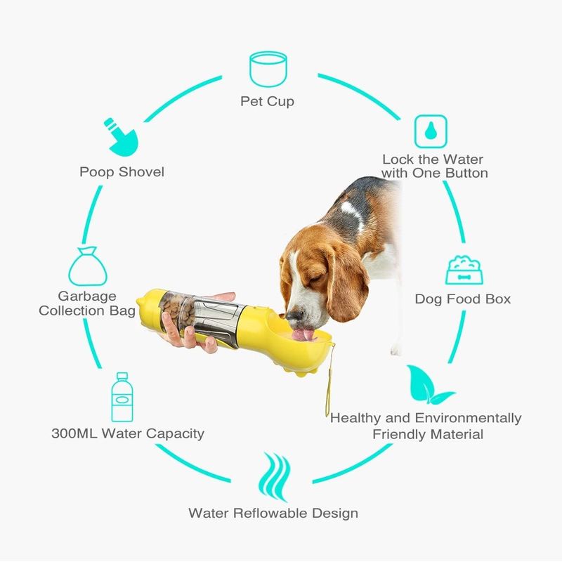 4 en botellas de agua de 1 viaje del perro 500ml escápese el dispensador de la comida del agua del perro de la prueba