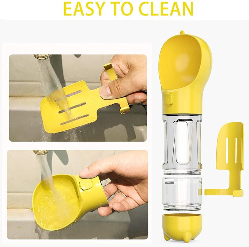 El escape portátil de la botella de agua del perro de Hallupets impermeabiliza 4 en 1 para beber y comer la taza combinada