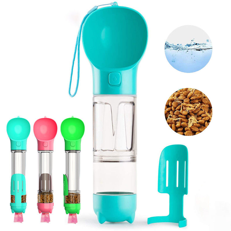 cuenco portátil 2 de la botella de agua del animal doméstico 500ml en 1 con el bolso y Scooper del impulso de la caja de la comida
