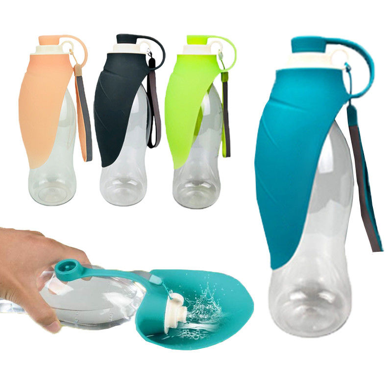 Botella de agua plegable de BSCI 20oz para los perros con tirones del cuenco del silicón