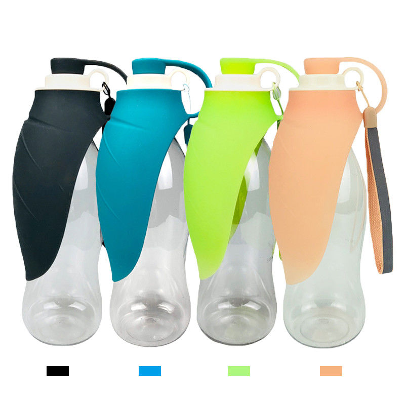 Botella de agua portátil del perro del silicón con el cuenco plegable
