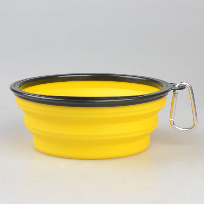 el alimento para animales plegable portátil del cuenco del perro 16oz sirve con el mosquetón para el cuenco del perro casero que camina que viaja