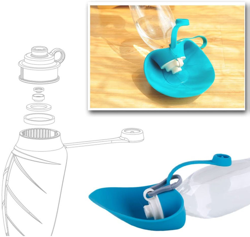 La hoja plegable forma la prueba del escape de la botella de agua del perro del silicón 580ML