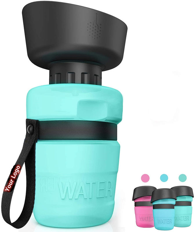 botella de agua del perro de la prueba del escape de la botella de agua del animal doméstico del silicón del HDPE 520ml