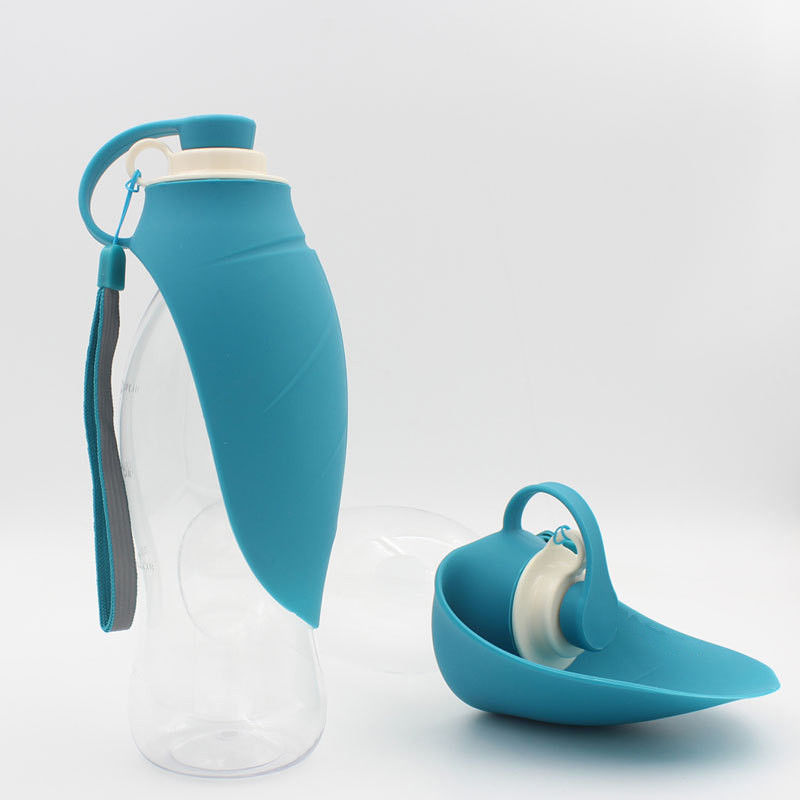 Diseño portátil al aire libre 580ML de la prueba del escape de la botella de agua del animal doméstico del silicón