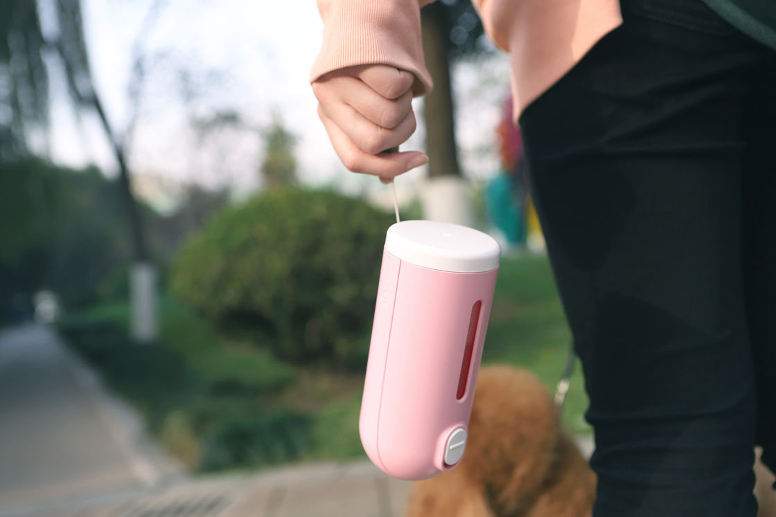 Pequeña caldera del animal doméstico de Mini Portable del perro del perro del dispensador plegable rosado de la botella de agua