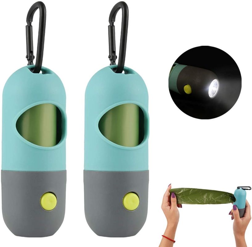 Dispensador del tenedor del bolso de la basura del perro del impulso del animal doméstico de la linterna de LED de la forma de la píldora