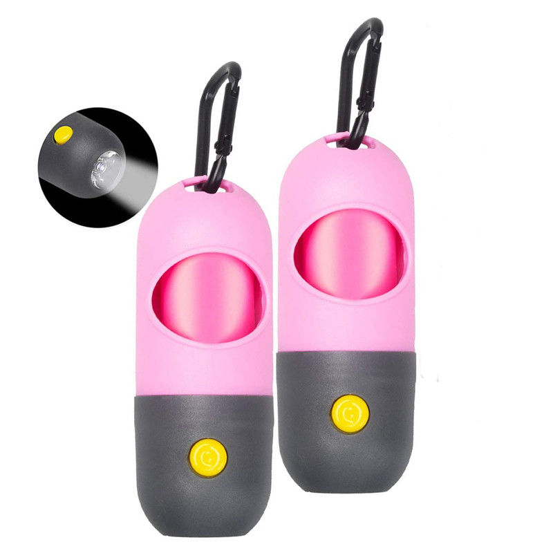 Tenedor PE del dispensador del bolso del impulso del perrito de la linterna de LED con 15 bolsos de la basura de la prueba del escape