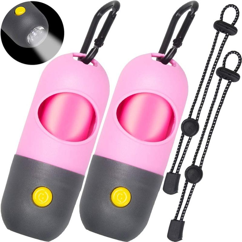 Tenedor PE del dispensador del bolso del impulso del perrito de la linterna de LED con 15 bolsos de la basura de la prueba del escape