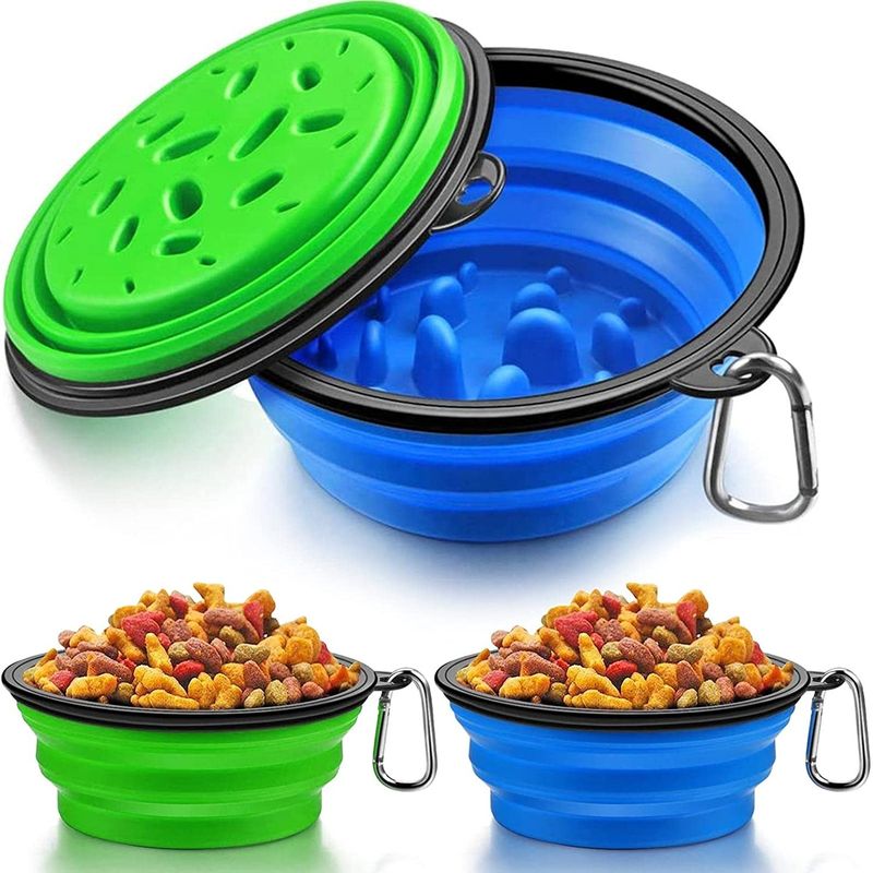 Los animales domésticos reducen el cuenco del perro del alimentador que los colores multi al aire libre persiguen el cuenco lento del alimentador