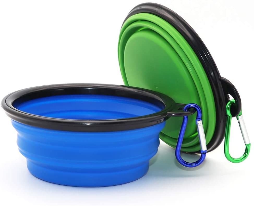 Alimentador del perro del cuenco del agua del perro del mosquetón del ABS de la TPE plegable para los animales domésticos