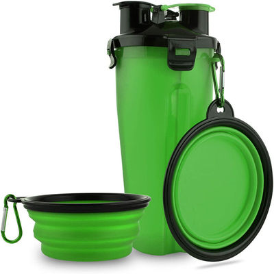 Botella de agua al aire libre del agua del perro portátil verde del dispensador para los perros que caminan caminar