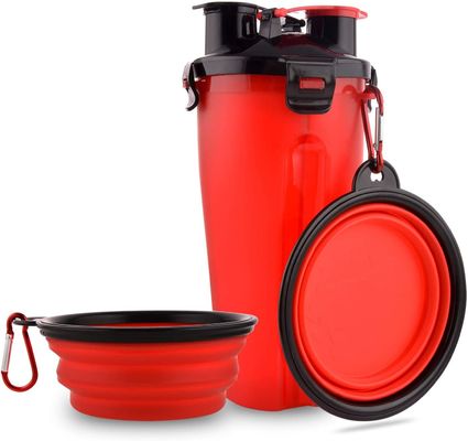 2 en cuencos plegables de 1 del perro casero 350ml del agua botella de la comida con mosquetón
